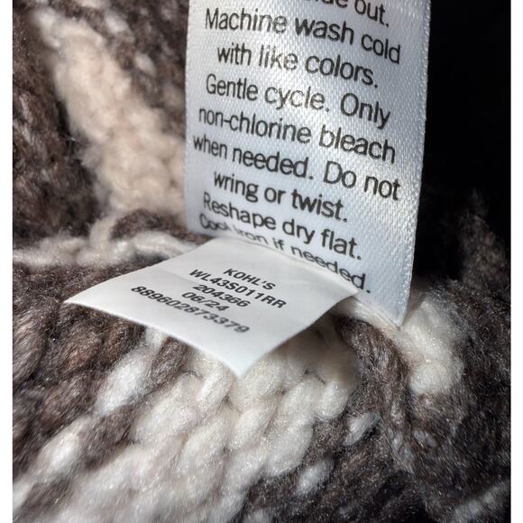 Lauren Conrad Cable Knit Striped Sweater XL Brown White Crew Neck Long Sleeve - Picture 3 of 9